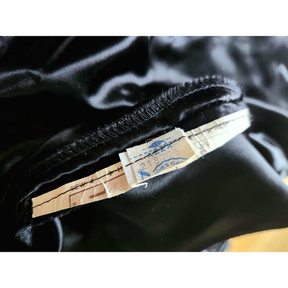 1980s Vintage Black Satin Puff Sleeve Prom Dress: Gothic Formal Gown, Womens M - Picture 9 of 13